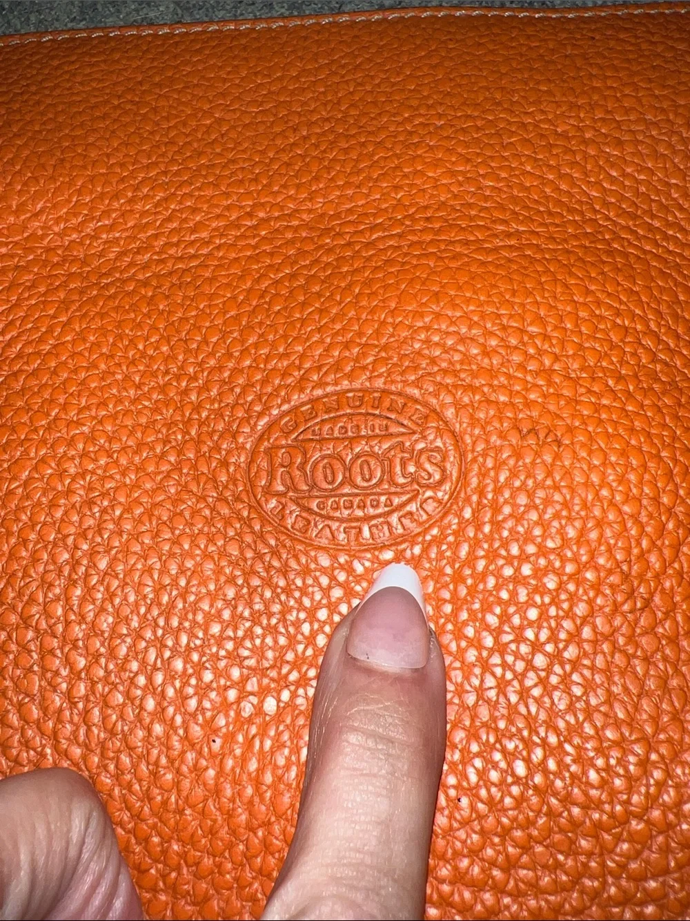 Roots Orange Pebbled Leather Crossbody Bag